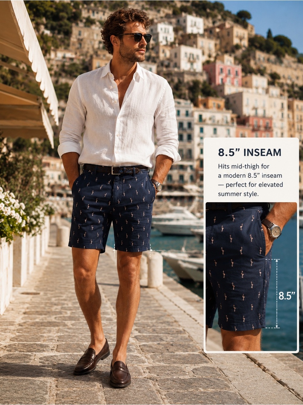 Vilebrequin Collection Men 32 Navy Flamingo Embroidered Bermuda Shorts NWT